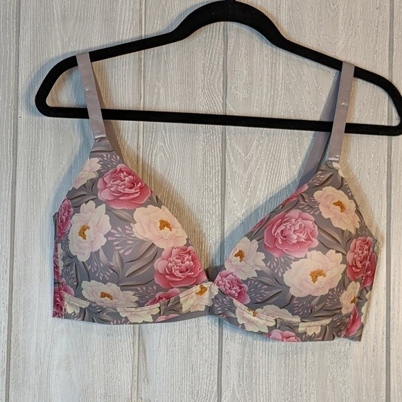 Catherine Malandrino Floral Plunge Floral Padded Bra Back Clasp EUC SZ 42D - Picture 5 of 5